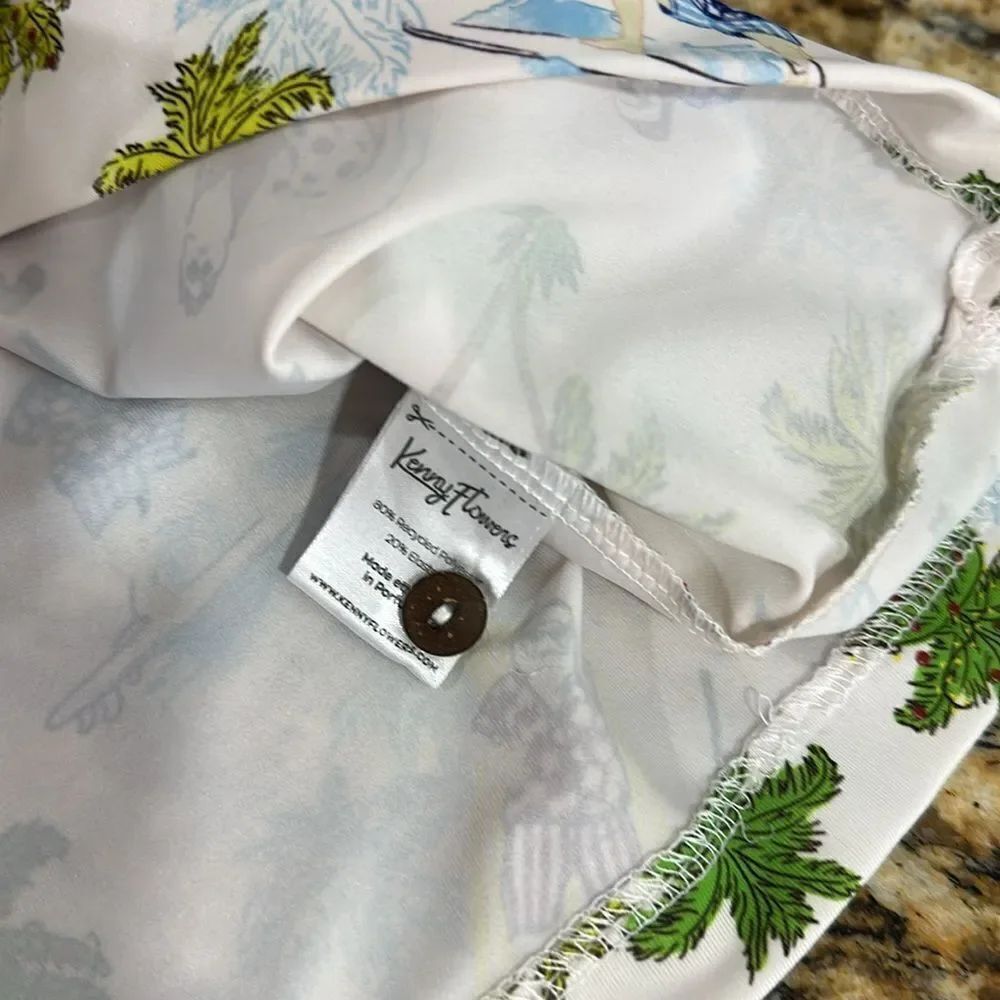 Kenny Flowers White Tropical Print Collared Sleeveless Top Size L - Picture 5 of 8
